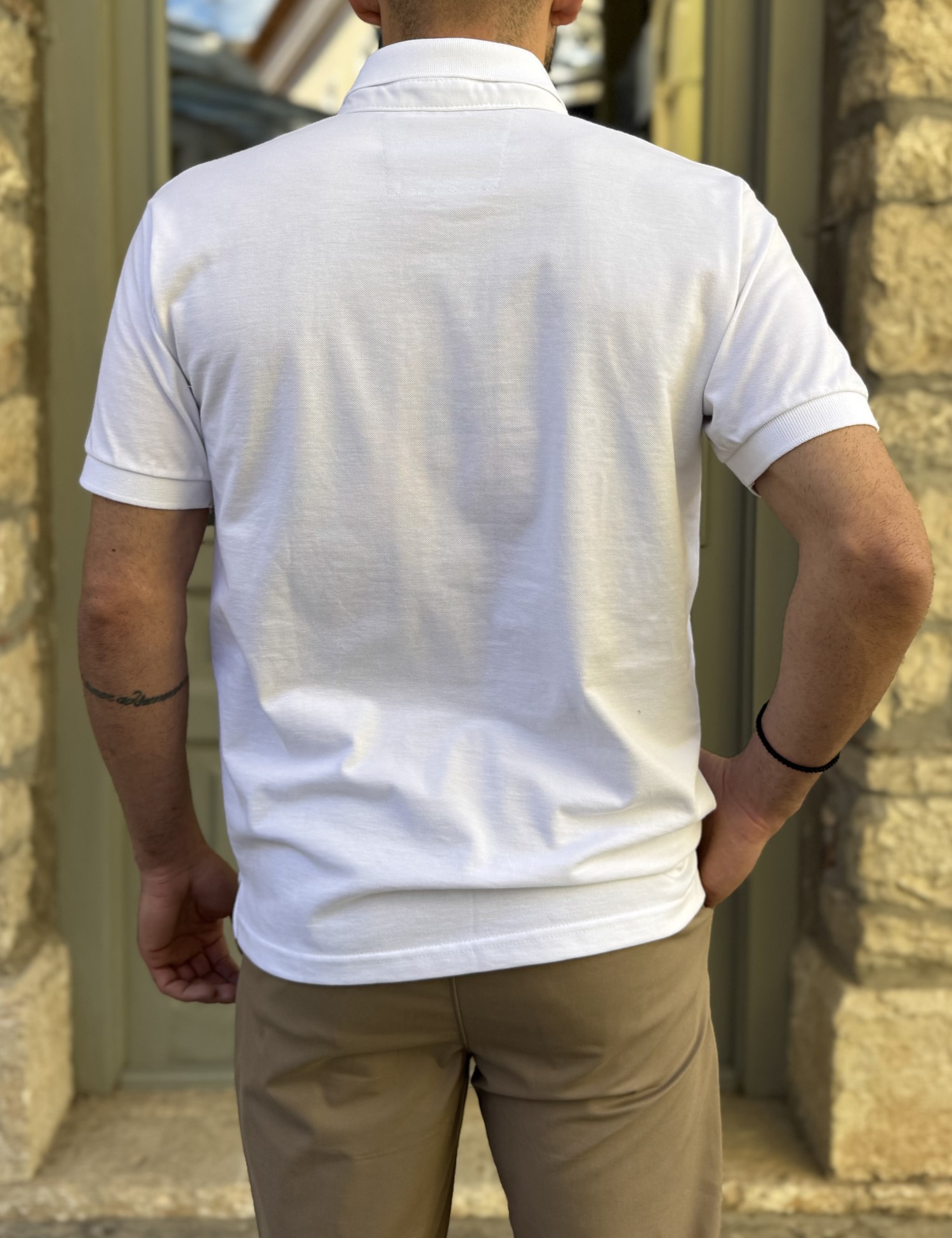 Everbest ανδρική λευκή Polo μπλούζα Plus Size 262838